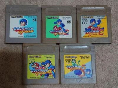 Rockman World 1 2 3 4 5 Set Nintendo Gameboy VideoGame Software CAPCOM Megaman - Image 1 of 2