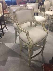 2 Frontgate Jillian Distressed White Kitchen Barstool BAR Height Stool Chair - Picture 1 of 4