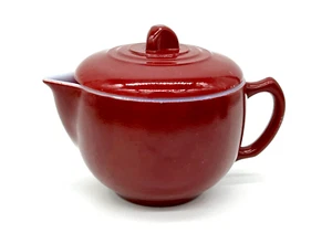 Hazel Atlas Burgandy Red Milk Glass Little Hostess Child Teapot Moderntone W/Lid - Picture 1 of 21