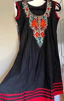 Black embroidered cotton kurti women’s brand new sleeveless - Image 1 of 4