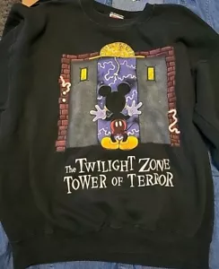 VTG 90's Disney Mickey Mouse The Twilight Zone Tower of Terror Sweatshirt Sz LG - Picture 1 of 17
