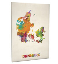 Denmark Watercolor Map Box Canvas and Poster Print (516)