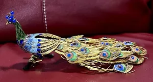 Filigrana di pavone cloisonné metallo smaltato 3D dimensionale e regolabile - Foto 1 di 4