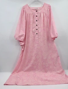 Nakeu Awai Hawaiian Dress Women Large Pink Balloon Sleeve Rose Loke MuuMuu Maxi - Picture 1 of 15
