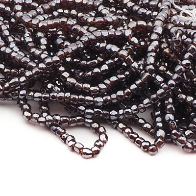 Lote (2000) Cuentas Semilla Vidrio Facetado Metalizado Hematita Checo Vintage 15bpi Foto 1 de 2