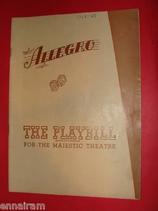 1947 NY Playbill Allegro Rodgers & Hammerstein John Battles, Roberta Jonay - Picture 1 of 3