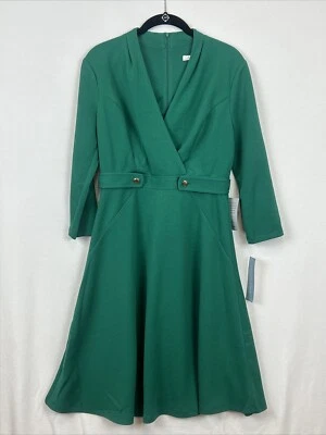 Vestido London Times Midi Talla 4 *Funciona Grande Verde Carrera Manga 3/4 Nuevo con Etiquetas (49) Foto 1 de 4