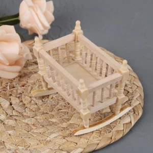 1/12 Scale Dollhouse Miniature Wooden Baby Bed Doll Furniture Toy Accessories - Picture 1 of 12