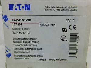 Eaton FAZ-D2/1-SP Miniature Circuit Breakers FAZ 1P 2A 480V 50/60Hz 1 - Picture 1 of 6