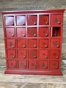 Restoration Hardware Christmas Advent Calendar Red 25 Days Countdown Wood w/ box - Picture 1 of 11