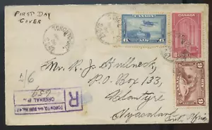 🍁WOW a NYASSALAND EAMS Correo Aéreo Doble Tarifa 2x6c + 10c Reg bstps Canadá Cubierta - Imagen 1 de 2