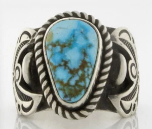 8.75 - Natural Kingman Turquoise Ring By Navajo Artist Albert Jake - Picture 1 of 5