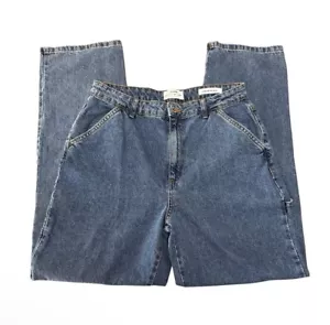 Cotton On Women’s Jeans Sz 14 Carpenter Denim Like New Cargo Utility Mid Blue - Picture 1 of 8