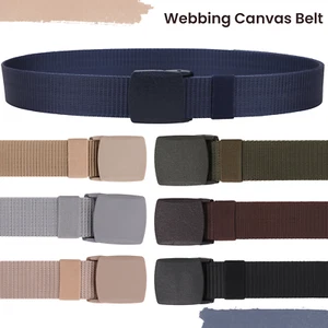 Mens Unisex Canvas Webbing Belt Regular Military Slider Buckle Army Belts 130cm - Picture 1 of 40