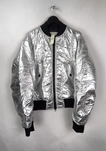 RARE NWT DRIES VAN NOTEN Men's Sz US S Silver Back Zip Bomber Jacket $1495 - Picture 1 of 9