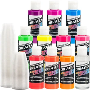 10 Createx Fluorescent Colors Airbrush Paint Set - Craft, Hobby, Art - Picture 1 of 2