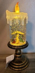 Christmas Nativity Snow Globe Candle Battery Operated Lighted Flameless 10” - Picture 1 of 10