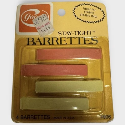 Corredores de pelo ajustados Goody Stay 1975 #906 EE. UU. De colección NOS BLANCO ROSADO NUEVO Foto 1 de 3