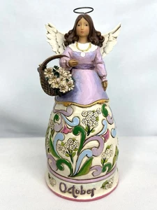 Jim Shore Heartwood Creek Resin October Angel Figurine 6.5” Flowers - Picture 1 of 9