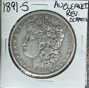 1891-S MORGAN SILVER DOLLAR ~ AU CLEANED REV SCRATCH ~NICE COIN~ - Picture 1 of 2