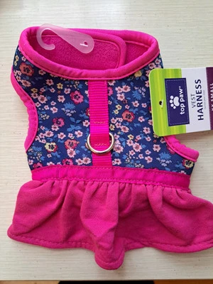 NUEVO CON ETIQUETAS Top Paw Arnés Chaleco-Falda Flor-Rosa Caliente/Multi Floral Talla XXS 10-12” Foto 1 de 3