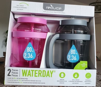 Taza de hidratación Reducir 80 oz paquete de 2 botellas de agua deportivas con pajita/sin BPA/gimnasio Foto 1 de 2
