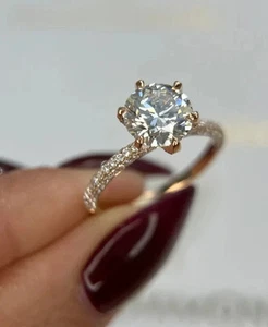 2 CT Round-Cut F/VS1 Lab Grown Diamond Unique Anniversary Ring 14K Yellow Gold - Picture 1 of 7