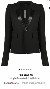 Rick Owens Tecuatl S/S 2020 Womens Blazer. 40/2/S. $2520 - Picture 1 of 11