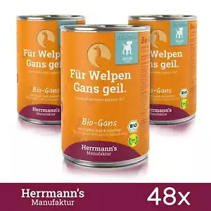 48x Herrmann´s Bio Gans mit Spinat Kartoffeln Welpen Futter 400g MHD Jun. 2024 - Bild 1 von 1