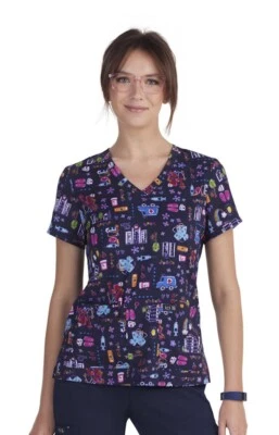 Koi  Scrubs #384 V-Neck Print Scrub Top in "City On Call" Size XS - Image 1 of 3