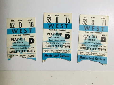 Toronto Maple Leafs hockey Stanley Cup Playoffs D 3 rare ticket stubs 1970s Cover