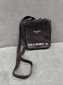 "Bolso Bandolera Ralph Lauren Polo Cuello Deportivo De Colección Negro Longitud Ajustable 8""x7""" - Imagen 1 de 21
