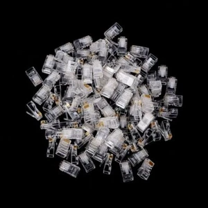 100 pcs Gold plated RJ45 Net Network Modular Plug Cat5 CAT5e Connector - Photo 1/12