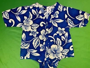 Blue Flower Hawaiian Aloha Shirt-Style Baby Outfit Infant 6-9 Months - Imagen 1 de 3