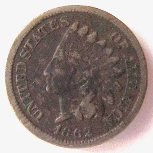 1862 Indian Head Cent G/VG Civil War Penny COPPER NICKEL - Picture 1 of 2
