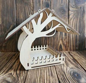 Wild Bird Hanging Feeder, Wooden Native Bird House Feeder, Idea Gift Present - Picture 1 of 3
