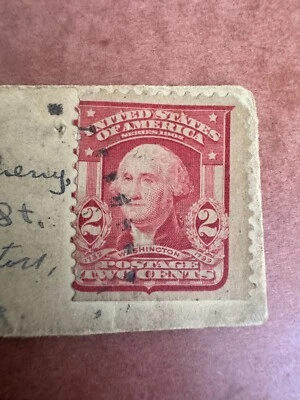 Rare 2-cent early 1900's George Washington Carmine Red Stamp with date stamp - Image 1 of 3