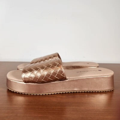 Gloria Vanderbilt Sandal Slide On Rose Gold Woven Womens Size 10 Blanche - Image 1 of 4