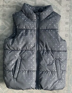 Girls Old Navy Puffer Vest Gray And Metallic Polka Dots Fleece Lined 5T - Picture 1 of 8