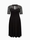 Torrid Womans Plus Size2 18 20 Super Soft Black Lace Sleeve Midi Dress