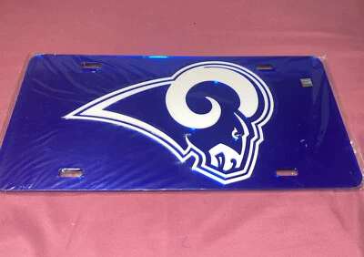 Etiqueta láser de placa corte láser azul espejado Los Angeles Rams NFL 6x12 Foto 1 de 2
