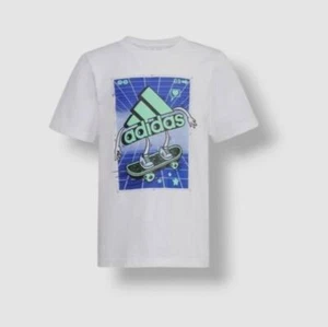 Adidas Kids Boy's White Short Sleeve Skateboard T-Shirt Top Sz 6 - Picture 1 of 2