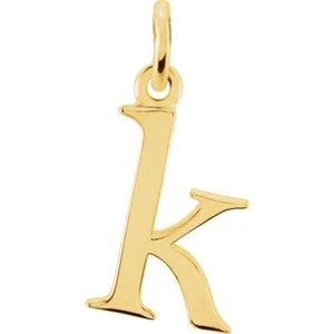 Solid Genuine 14K Yellow Gold 0.61" Lowercase K Initial Pendant for Men or Women - Picture 1 of 5