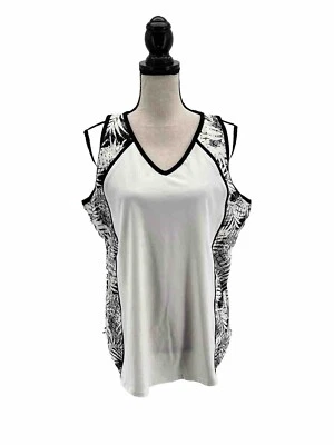 Regata feminina cauda ativa branca XXL sem mangas tênis floral gola V - Imagem 1 de 4