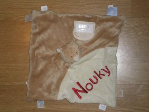 Doudou peluche ours bear bär Beig crême carré NOUKIE'S noukies plat nouky neuf - Picture 1 of 1