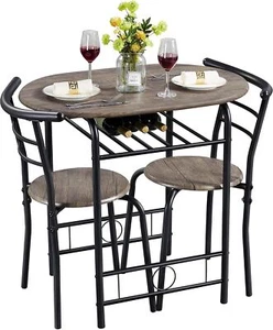 3 Piece Dining Table Set Kitchen Table & Chair Sets for 2 Compact Bistro Table - Picture 1 of 9