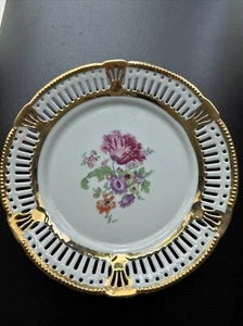 Set Of 12 Rare Schwarzenhammer Bavaria Reticulated Floral Dessert 7-3/4 - Picture 1 of 5