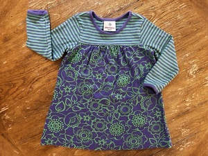 Hanna Andersson Green & Purple Floral Long-Sleeve Dress | Girls Size 3T | EUC - Picture 1 of 8