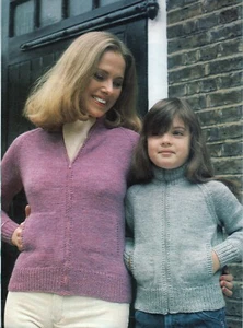 ~ Laminierte Vintage Strickanleitung für Mutter & Tochter Reißverschluss Jacken ~ - Bild 1 von 1