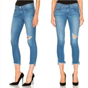 Rag & Bone USA Made Distressed Raw Hem Capri Jeans Soft Denim Sz 26 Casual Chic - Picture 1 of 14